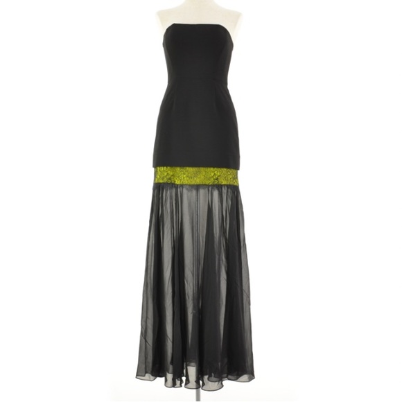 ♦️ NWT BCBG MaxAzria Jamysen Maxi Strapless Formal Dress - Gown Neon Chiffon - Picture 2 of 16